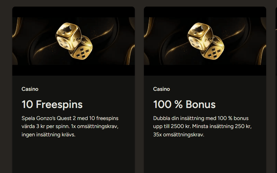 Storspelare bonus med 10 free spins utan insättning och 100 procent upp till 2500 kr